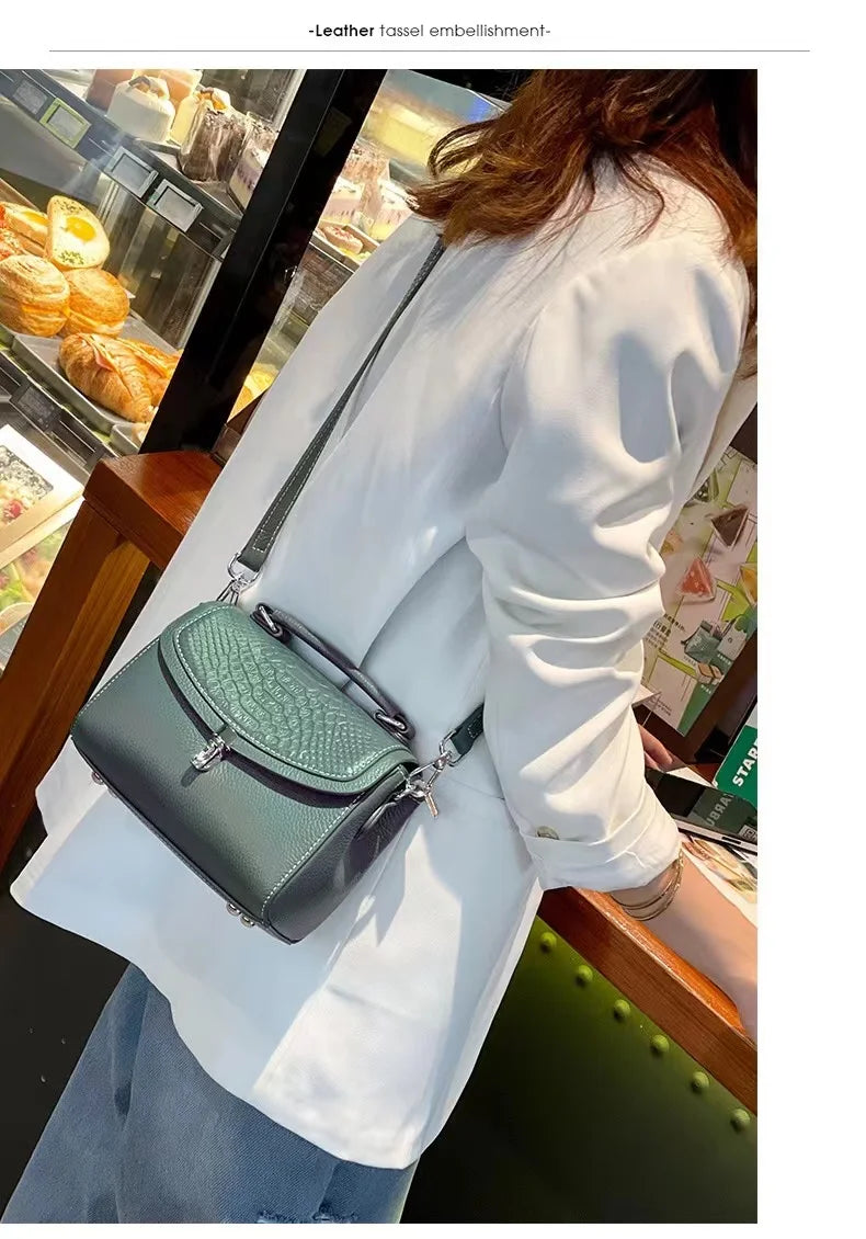 Women's Mini Bag Genuine Leather Lady Handbag Female Crocodile Pattern Crossbody Shoulder Bag Fashion Trend Small Flap Messenger