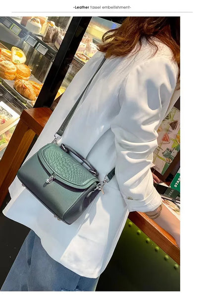 Women's Mini Bag Genuine Leather Lady Handbag Female Crocodile Pattern Crossbody Shoulder Bag Fashion Trend Small Flap Messenger