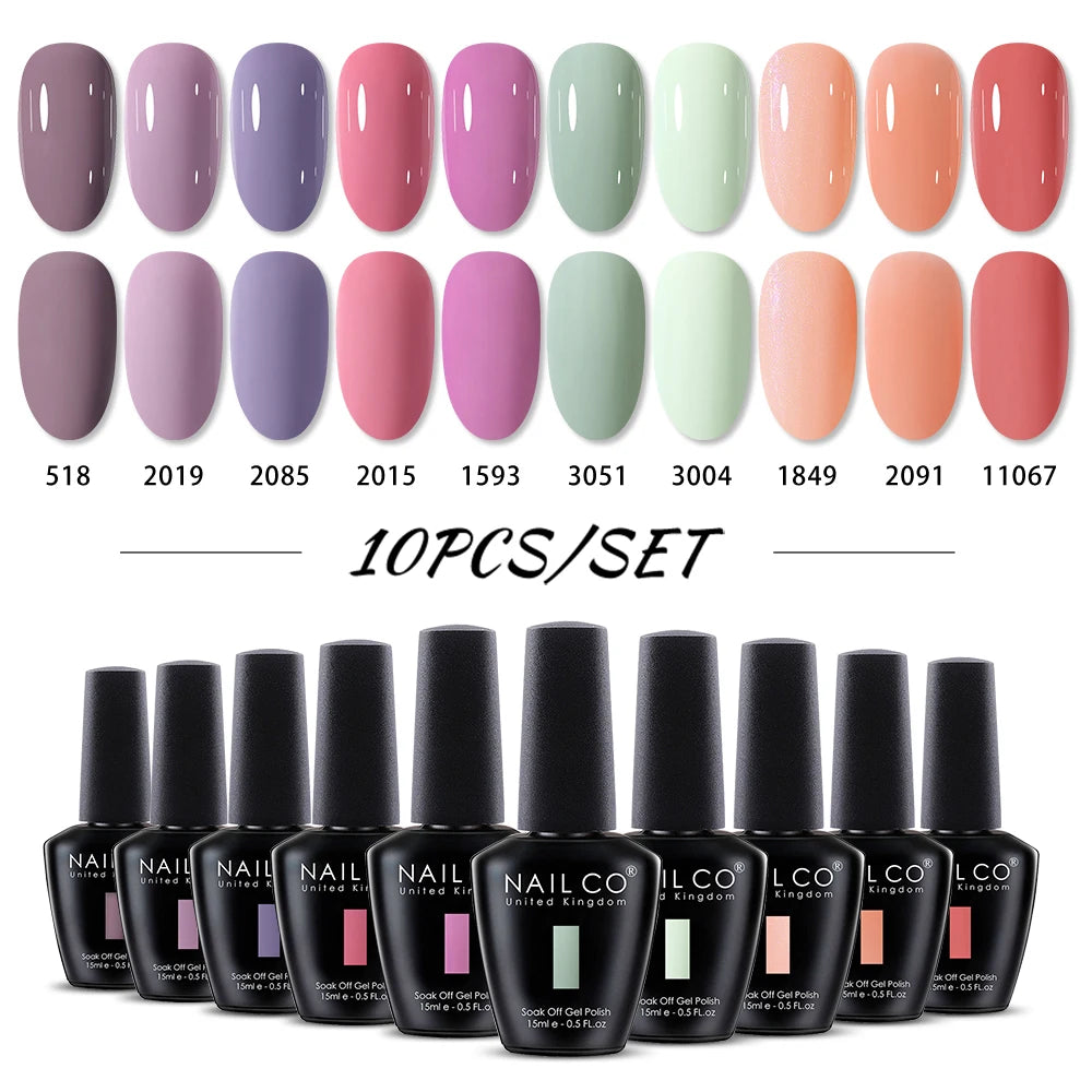 NAILCO 15ml 10/20/30pcs Nail Gel Polish 333 Colors Blue UV&LED Gel Varnish Nude Red Soak Off Semi Permanent UV Nail Gel Varnish