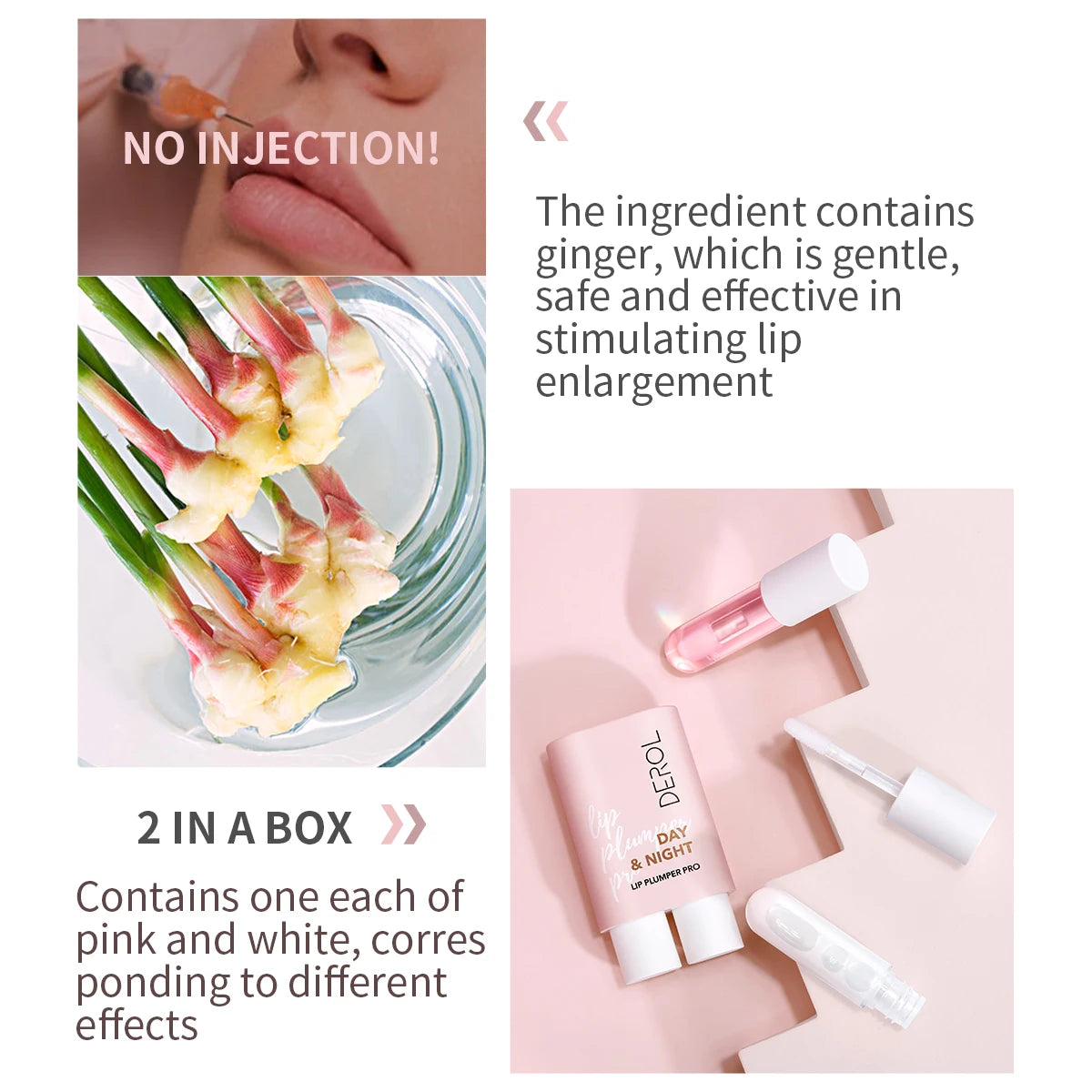 DEROL Day Night Moisturizing Lip Plumping Lipstick Primer Hydrating Watery Glossy Lip Gloss Mirror Jelly Longlasting Lip Stain