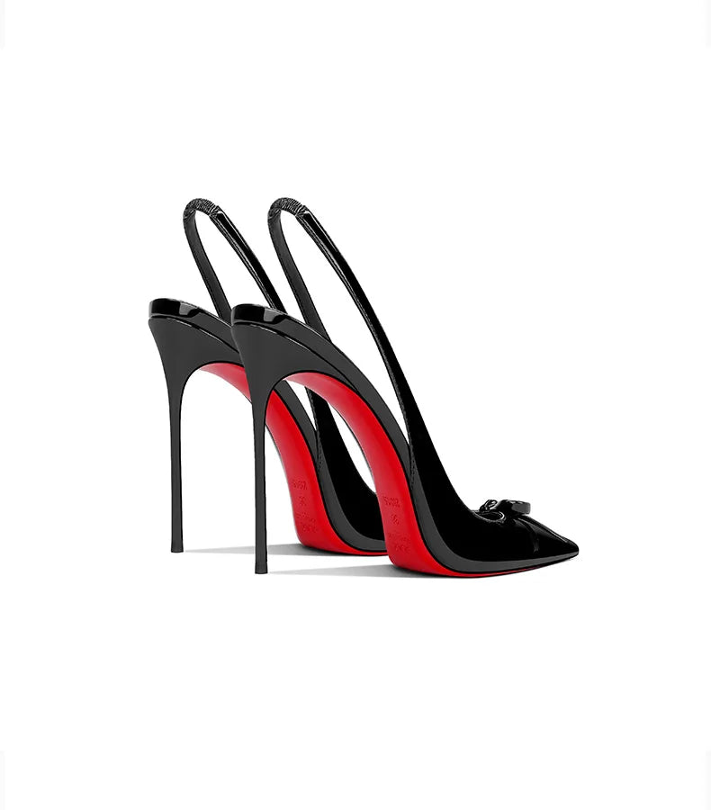 2025 Spring New Women's High Heels Black Patent Leather Pointed Stiletto Fashion Trend Women's Shoes