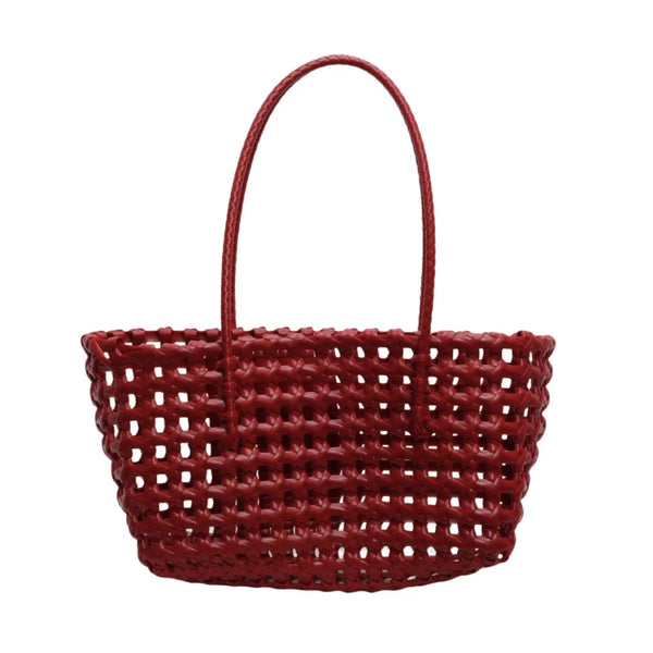 Plastic Hollow Weave Bag Countryside Style Large Capacity Beach Tote Bag Bohemian Style Bucket Bag Woman PVC Handbag Girls