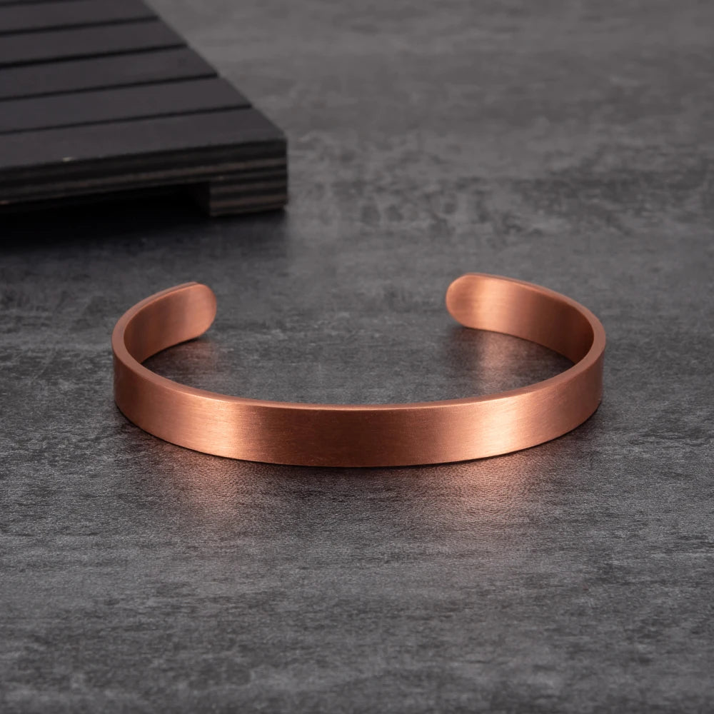 Vinterly Pure Copper Bracelets for Women Men Unisex 9.5mm Wide Adjustable Open Cuff Bangles Female Resizable Jewelry Metal Soft