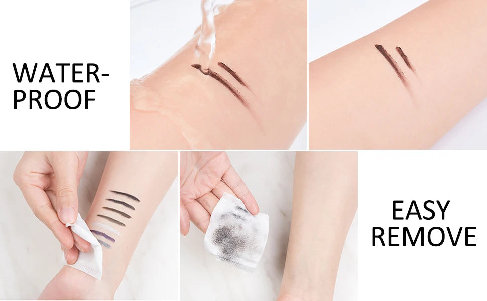 Portable Gel Eyeliner Black and Brown, Water Proof Smudge Proof Eyeliner Cream, Quick Drying Last for All Day Long Brow Eyeliner