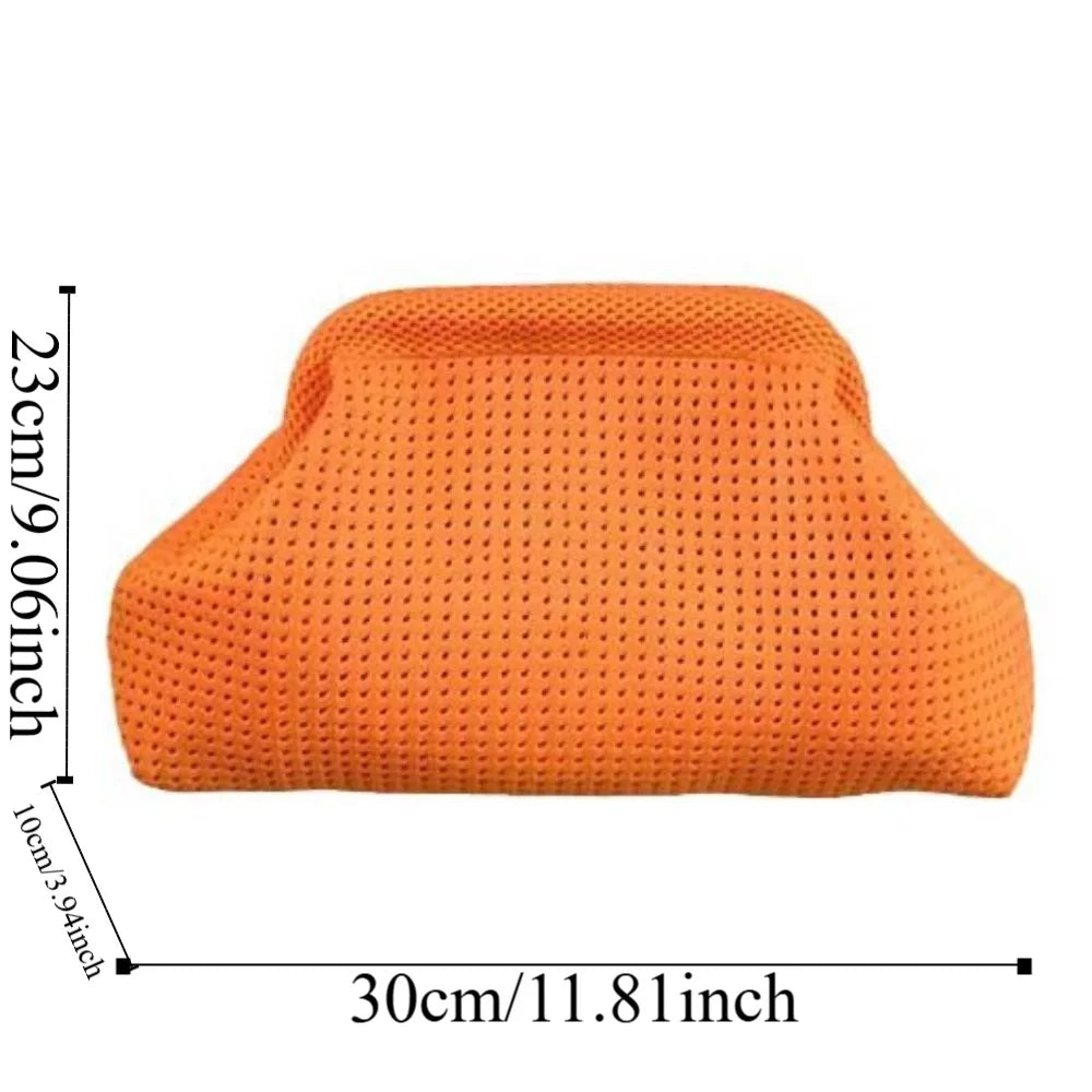 Durable Polyester Summer Beach Clutch Bag Elastic Soft Hollow Out Pouch Large Capacity Breathable Small Crochet Handbag Spring