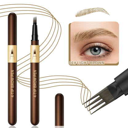 Four-pronged eyebrow pencil, four-end, long-lasting, non-smudged, water-resistant, anti-smudged eyebrow pencil