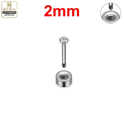 ASTM F136 Titanium Piercing Round Bowl Shaped Screw Labret Earring Set Lip Ring Cartilage Tragus Conch Jewelry Helix Nose Studs