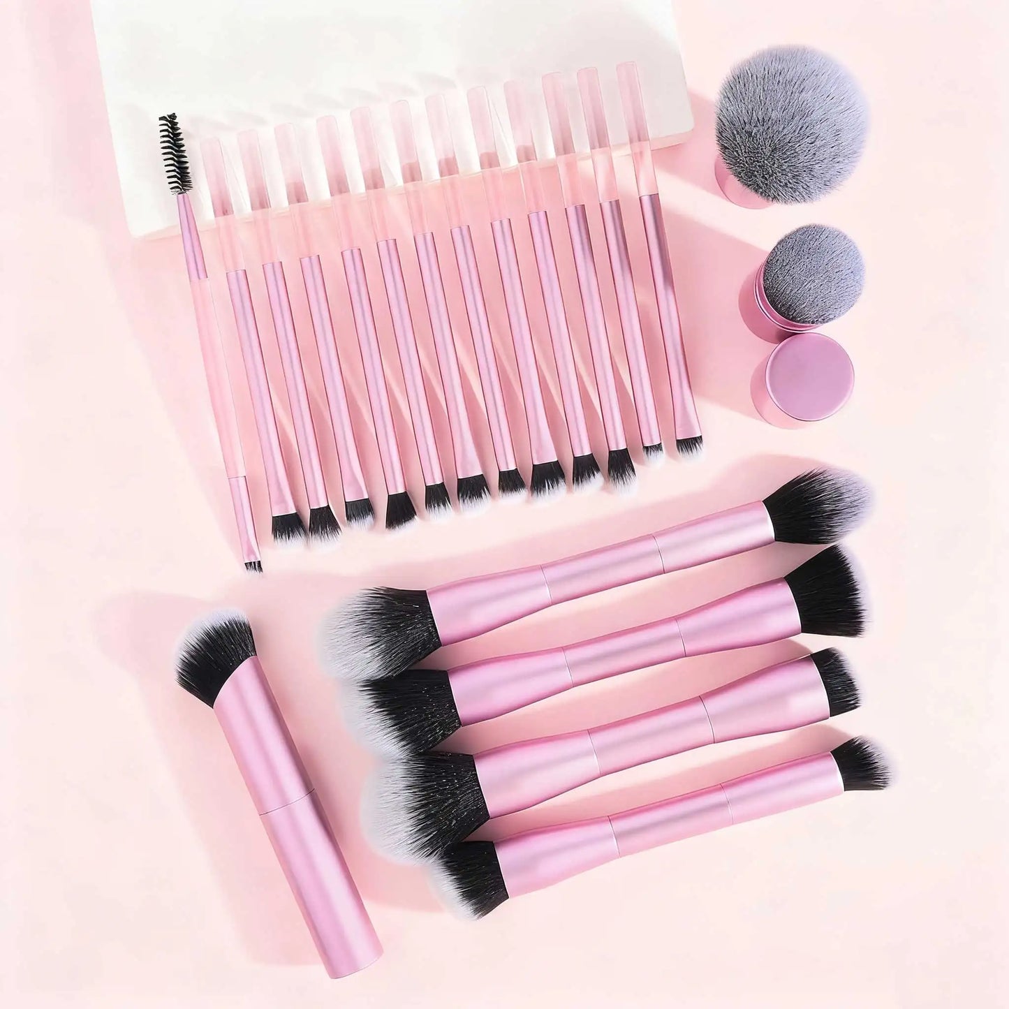 20pcs/set Pro Makeup Brushes Double Ended Foundation Concealers Blush Eye Shadows Brush for Liquid Cream Powder Blending