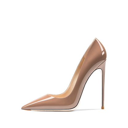 HLTINO Navy Blue Bright Shoes for Spring Summer Women Patent Leather High Heels Pointed Toe Sexy White Autumn Pumps