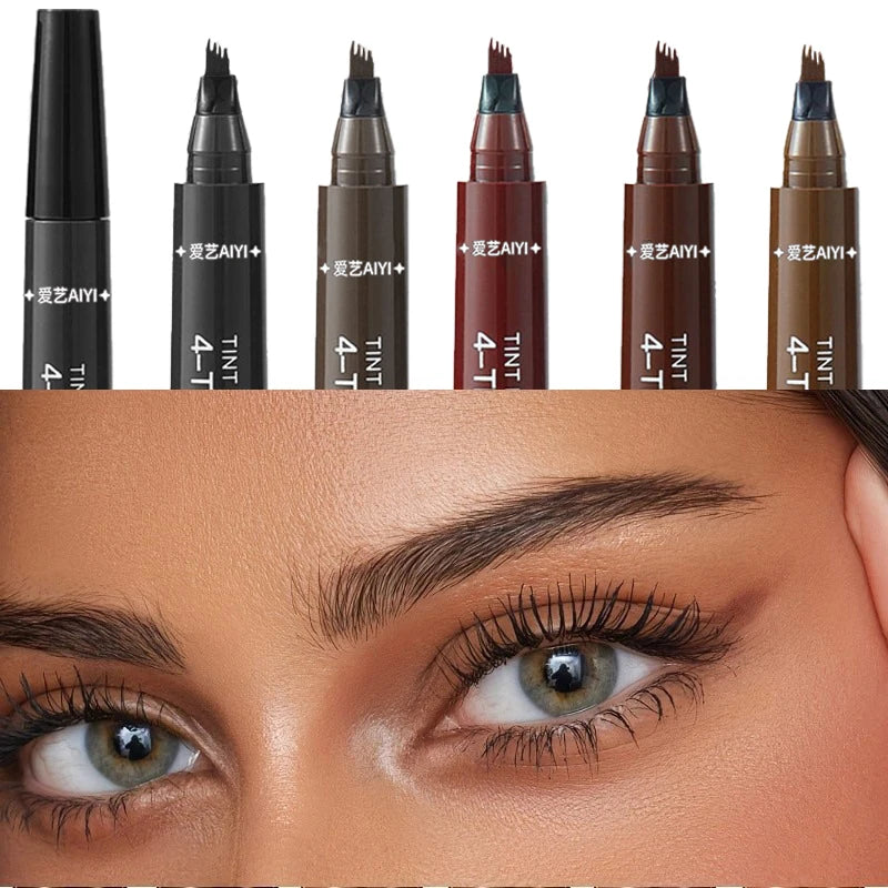 Waterproof Eyebrow Pen, Microblading Eyebrow Pencil With 4 Split Head, Natural Looking Brows Makeup ( 5 Colors)