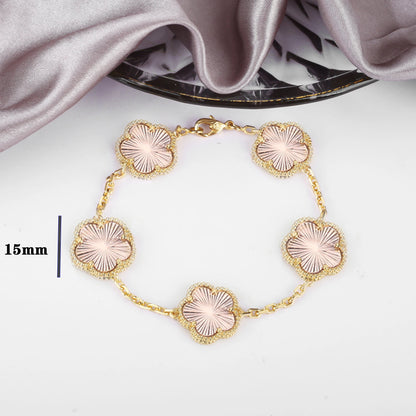 7 colors classic simple five-leaf flower pendant necklace natural stones clover Choker Chain for women party daily wear jewelry
