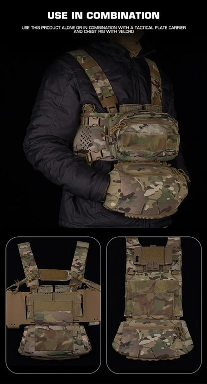 Outdoor DropPouch Muff Hand Warmer Pouch, Stowable Fanny Pack for Winter Airsoft Hunting Gear Camping Hiking Football Fishing