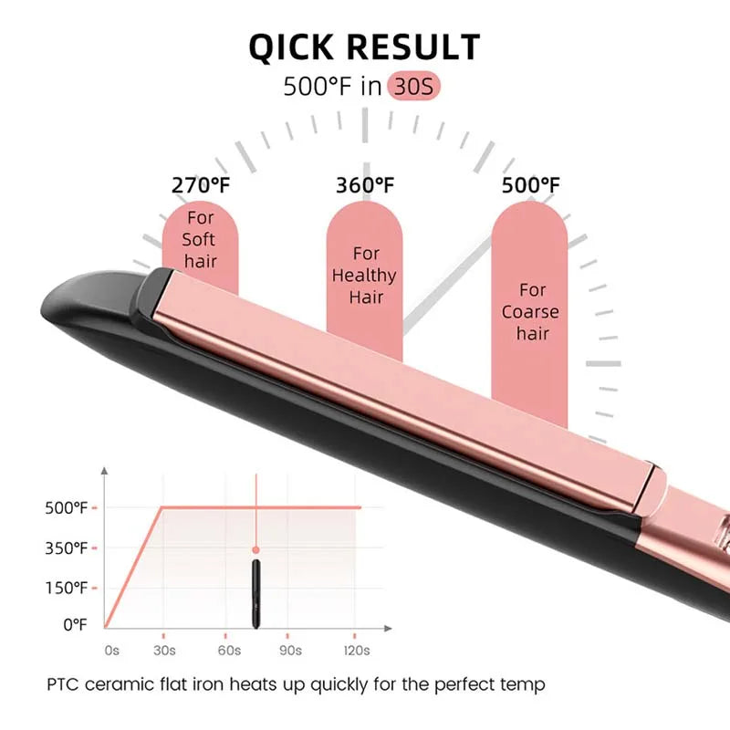 Professional Flat Iron Negative Ion Ceramic Hair Straightener Electric Fast Heat-Up Salon Styling Straightener Iron