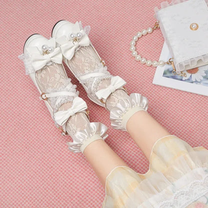 Cross Strap Women High Heels Mary Jane Pumps Party Wedding Cosplay White Pink Black Strawberry Bow Princess 2025 Lolita Shoes