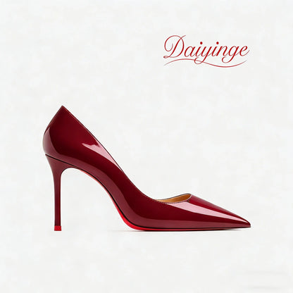 High Heels For Woman 2026 Trend New Leather Luxury Red Shiny Bottom Pointed Toe Stiletto Pumps 12cm Sexy Comfortable Party Shoes