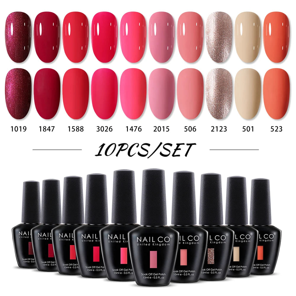 NAILCO 15ml 10/20/30pcs Nail Gel Polish 333 Colors Blue UV&LED Gel Varnish Nude Red Soak Off Semi Permanent UV Nail Gel Varnish