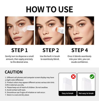 Color-changing Foundation Stick Blanc Foundation Korean Makeup Base High Coverage Concealer Natural Nude 2 IN 1 Foundation Stick