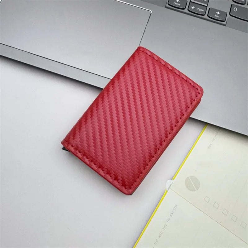 Men and women  Minimalist RFID Blocking Wallet-Automatic Pop-up Metal Credit Card Holder,Zipper Coin Purse Business Card Wallet