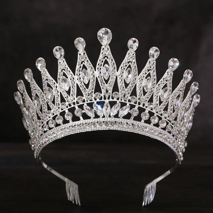 KMVEXO Baroque Queen Large Crystal AB Crowns For Bridal Women Girls Wedding Tiaras Diadem Comb Princess Party Hair Dress Jewelry