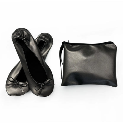 Women's Foldable Portable Ballet Flats For Indoor Use Roll Up Slippers, Conveniently Packaged, With Bag, For Travel Wedding