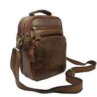 Fashion High Class Oil-Waxed Genuine Leather Shoulder Bag men Leather Messenger Bag Male Crossbody Bag Sling Leisure Bag Satchel