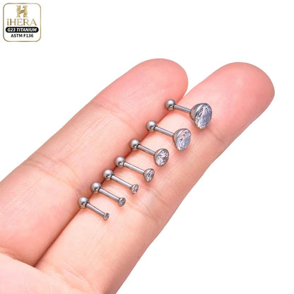 ASTM F136 Titanium Piercing Round Bowl Shaped Screw Labret Earring Set Lip Ring Cartilage Tragus Conch Jewelry Helix Nose Studs