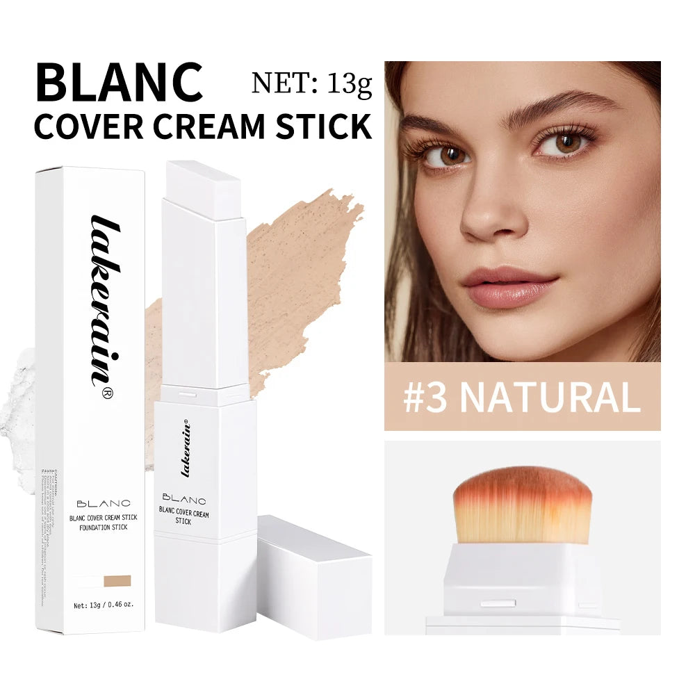 Color-changing Foundation Stick Blanc Foundation Korean Makeup Base High Coverage Concealer Natural Nude 2 IN 1 Foundation Stick