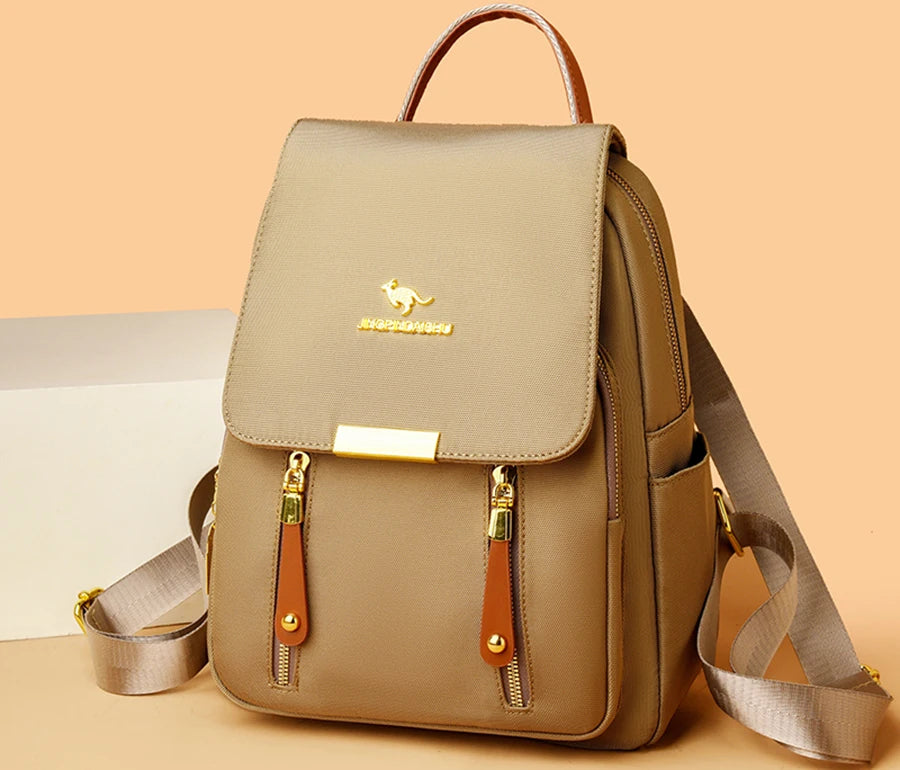 Hot Selling Solid Color Zipper Oxford Fashion Women's Backpack 2024 New Versatile Commuting Large Capacity Soft Female Back Pack