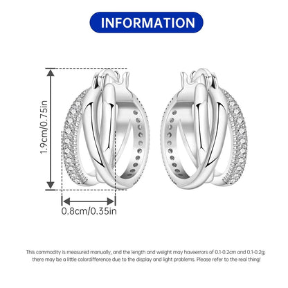 925 Sterling Silver Exquisite Multi-layer Ear Ring Jewelry Versatile Hoop Earrings For Women Jewelry Fine Birthday Party Gift