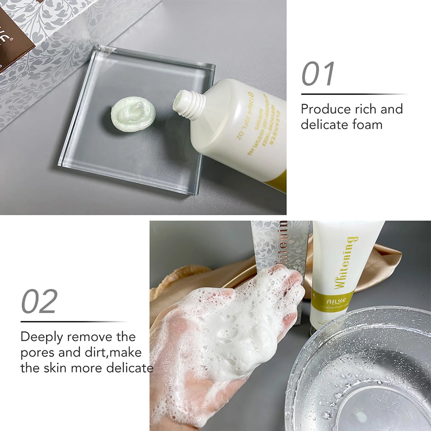 AILKE Whitening Anti-Aging Face Wash, Reduce Wrinkles, Pimples, Oily Skin, Deeply Cleanses & Removes Impurities Facial Cleanser