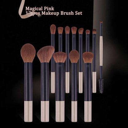 17pcs Professional Soft Long Aluminum Makeup Brush Set, Including Foundation Brush, Eyeshadow Brush, Eyebrow Brush, Blending