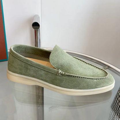 High Quality Men's walking driving shoes Unisex All genuine leather loafer Sheepskin suede Flat casual women's shoes large size