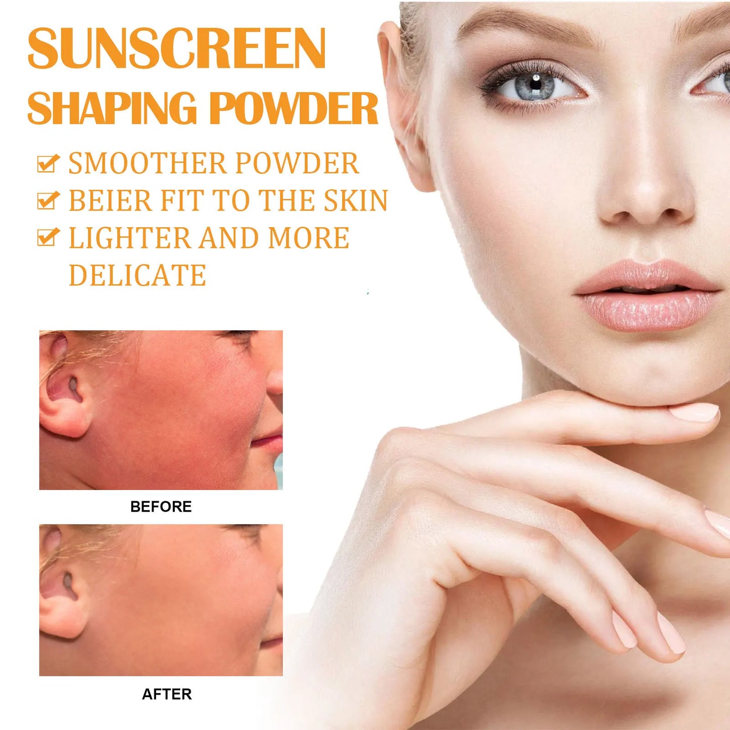 Sunscreen Loose Powder Sunblock Skin Protective Invisible Pore Solar Blocker Lasting Oil Control Light Waterproof Setting Powder