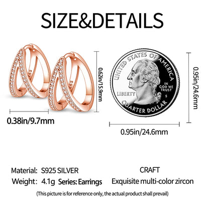 925 Sterling Silver Exquisite Multi-layer Ear Ring Jewelry Versatile Hoop Earrings For Women Jewelry Fine Birthday Party Gift