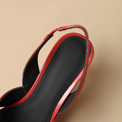 【JOCHEBED HU】Brand Genuine Leather Pointed Toe Slingback Kitten Heel Sandals Women Stiletto High Heels Summer Designer Party