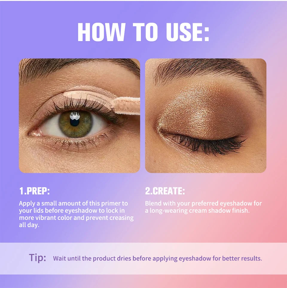 Waterproof Eyeshadow Primer Potion Nude Eyelid Base Primer for Smooth Eye Makeup Waterproof & Long-Lasting Translucent