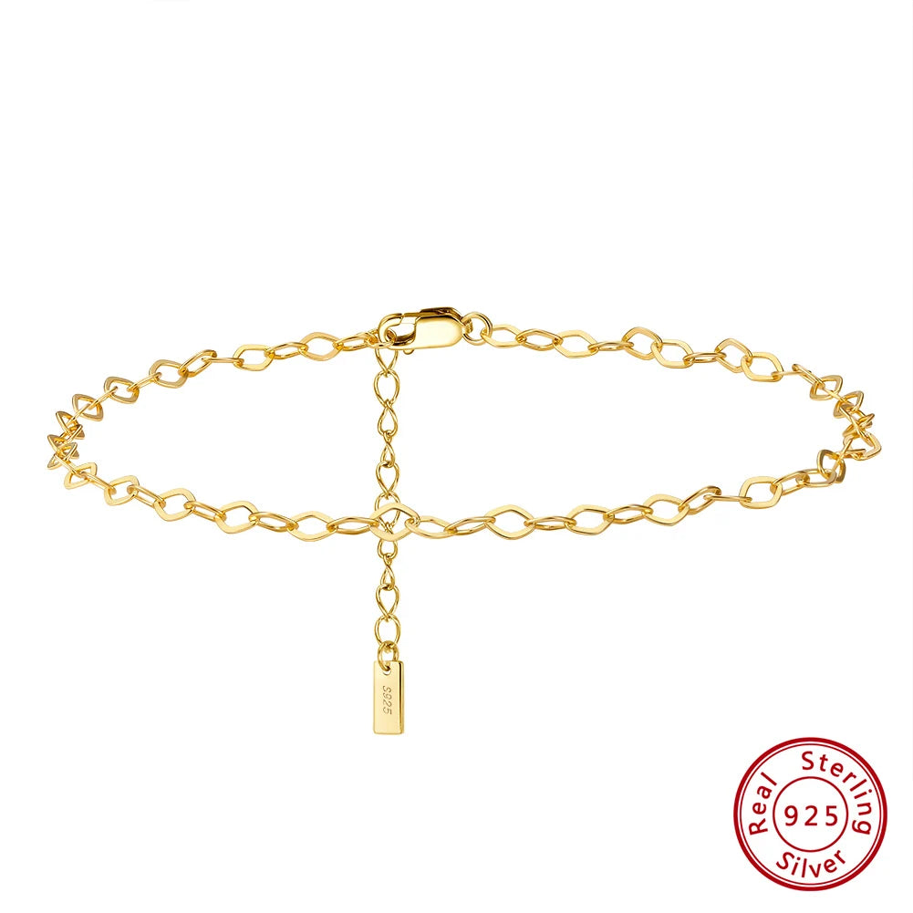 ORSA JEWELS 925 Sterling Silver Mariner Chain Anklets Fashion Women Summer 14K Gold Foot Bracelet Ankle Straps Jewelry SA24