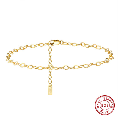 ORSA JEWELS 925 Sterling Silver Mariner Chain Anklets Fashion Women Summer 14K Gold Foot Bracelet Ankle Straps Jewelry SA24
