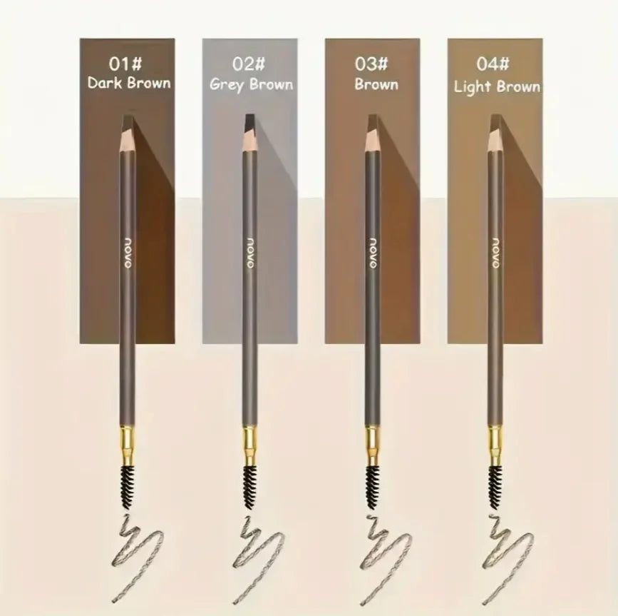 4 Pack Waterproof Eyebrow Pencils - Dual-Ended with Spoolie Brush | Smudge Proof Long Lasting Microblading for Tattooed Brows, S