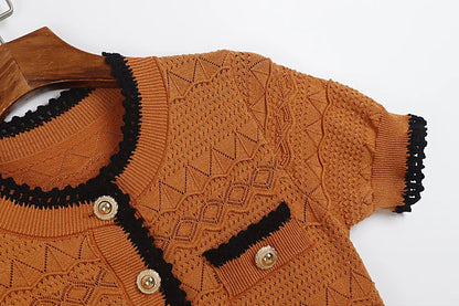 ZJYT Summer New 2026 Fashion Women's Knitted Dress Sweaters Elegant Short Sleeve Mid Calf Casual Holiday Dresses Female Vestido