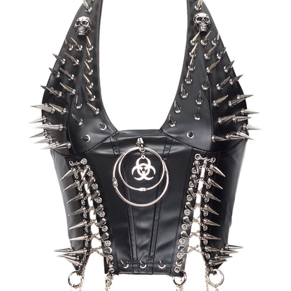 Goth Top Y2K Clothes Women's Tanks Emo Clothing Gothic Boho Tops with Spikes Punk Rock Teens Festival Spiked Bra Grunge T shirt
