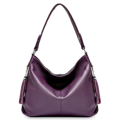 Zency 2026 New Fashion Soft Real Genuine Leather Tassel Women Handbag Elegant Ladies Hobo Shoulder Bag Messenger Purse Satchel