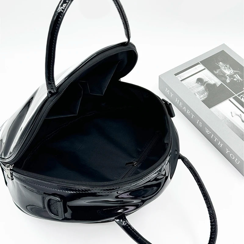 Girls Punk Dark Gothic Novel Shoulder Bag Skull Crossbody Bag, Moon Messenger Bag, Round Bag