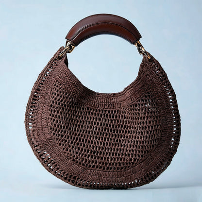 Cross border summer seaside vacation style retro wrist pure handmade colorful grass woven armpit bag hobo handbag