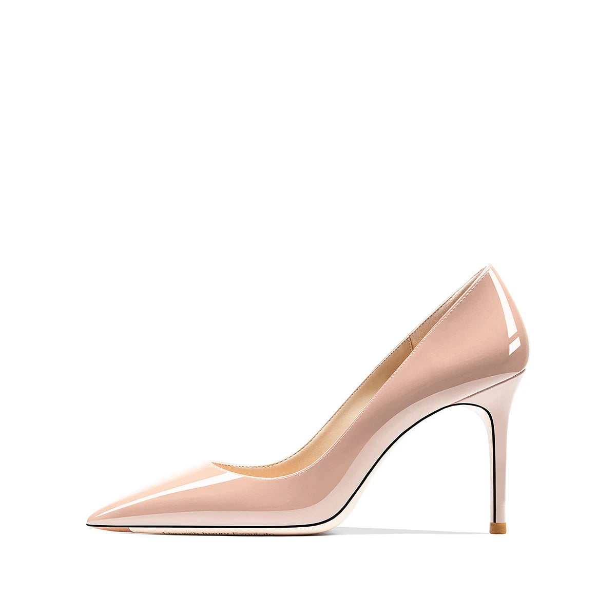 HLTINO Navy Blue Bright Shoes for Spring Summer Women Patent Leather High Heels Pointed Toe Sexy White Autumn Pumps