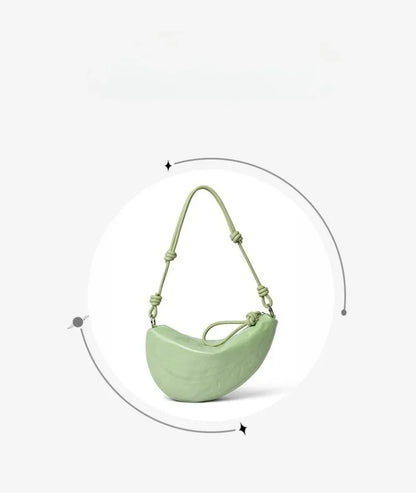 Fashionable Genuine Leather Saddle Bag, Top-grain Cowhide Dumpling Bag, High-end and Versatile Single-shoulder Crossbody Bag