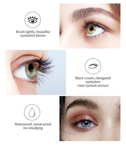 Mascara Waterproof Smudge Proof Elongate Eyelashes Makeup Tool, Natural Thick Curling, Rhinestone Decorative Shell