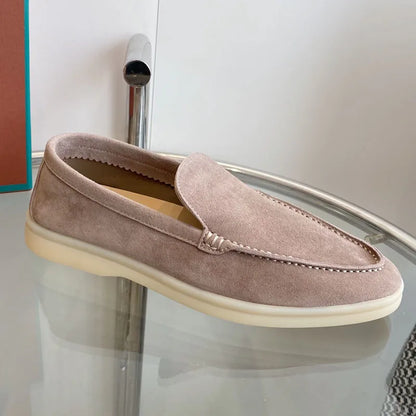 High Quality Men's walking driving shoes Unisex All genuine leather loafer Sheepskin suede Flat casual women's shoes large size