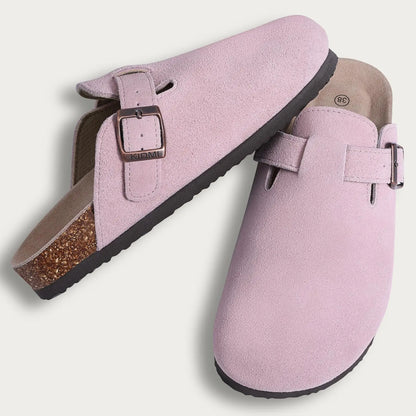 Goosecret Genuine Cow Suede Clogs for Women Men Clogs Soft Cork Footbed Mules Leisure House Shoes with Arch Support Beach Slides