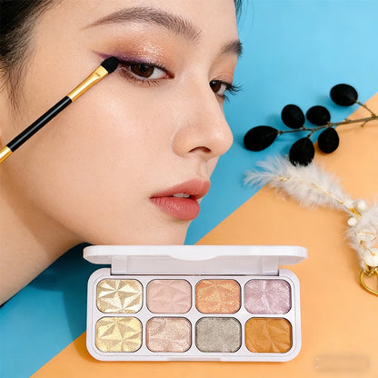 2026 New 8 Colors Metal Highlighter Palette Shimmer Iridescent Glitter Eye Shadow Throughout wear Set Spring Summer Vibrant Glow